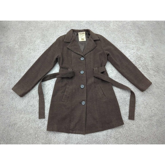 Vintage Doki Geki Trench Coat Jacket Womens Large‎ Wool Blend Made in Korea - Picture 1 of 7